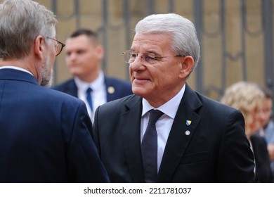 Chairman Of The Presidency Of Bosnia And Herzegovina, Sefik Dzaferovic Arrives To Attend In A Meeting Of The European Political Community In Prague, Czechia On October 6, 2022.