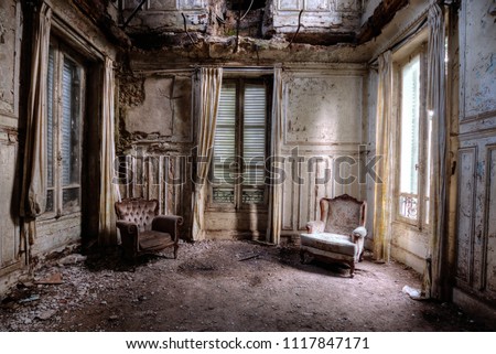 Chairs in an abandoned room in france
