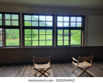Chairs in front of window view