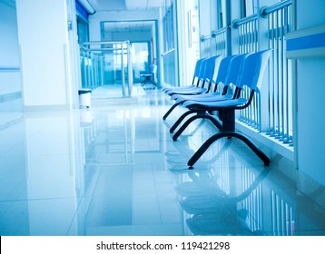 Chairs in the hospital hallway. hospital interior