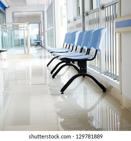 Chairs In The Hospital Hallway. Hospital Interior