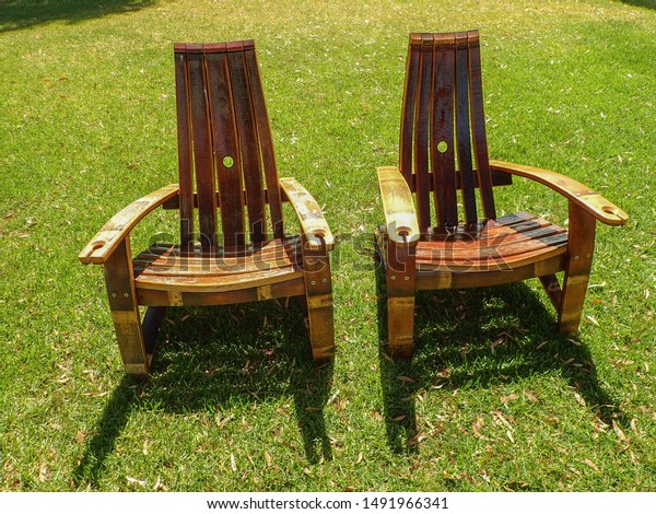 Chairs Made Old Wine Barrel Staves Stock Photo Edit Now 1491966341