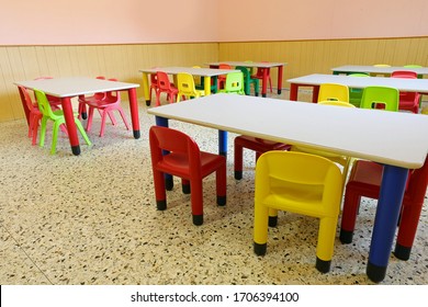 Chairs In A School Completely Empty Due To The Child Flu Epidemic