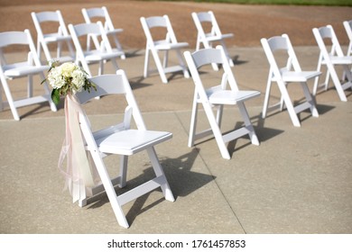 Chairs Are Set Up Apart From Each Other At A Missouri Wedding During The Covid 19 Coronavirus Pandemic.