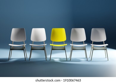 Yellow Chair Standing Out Crowd Business Stock Illustration 1694944348