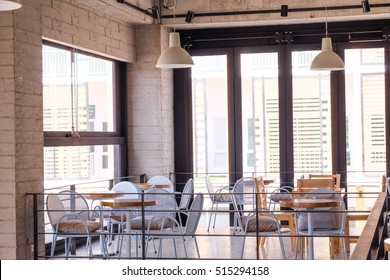 Chairs And Table  Empty  In Coffee Shop.