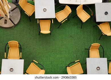 Chairs And Tables Seen From Above, Restaurant