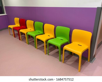 Chairs In The Waiting Room At A Hospital.