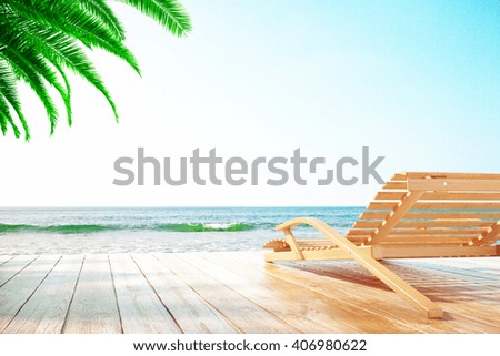 Similar – Image, Stock Photo Empty beach chair with beautiful sea view