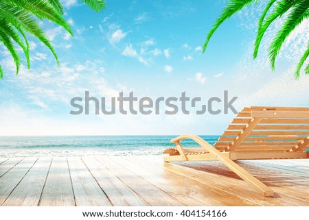 Similar – Image, Stock Photo Empty beach chair with beautiful sea view