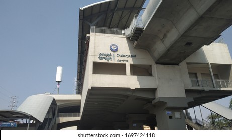 Chaitanyapuri Metro Station Hyderabad Metro Rail : 26 March 2020 - Hyderabad, India 