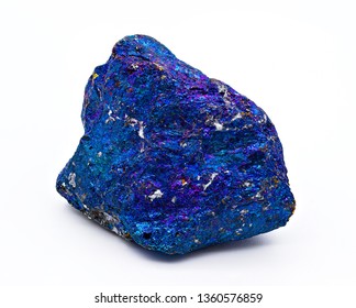 Chalcopyrite Blue Multi Colored Stone Mineral Gem Isolated On White Limbo Background