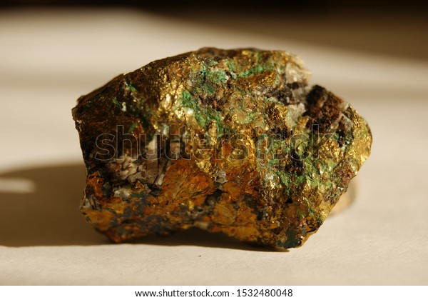 Chalcopyrite\
mineral or copper pyrite also copper\
ore