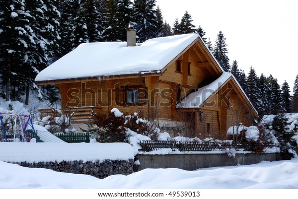 Chalet Jura Mountain By Winter Stock Photo (Edit Now) 49539013