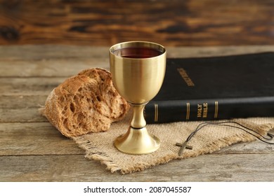 Chalice Wine Holy Bible Bread On Stock Photo 2087045587 | Shutterstock