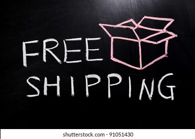 Chalk Drawing - Free Shipping Text And An Open Box