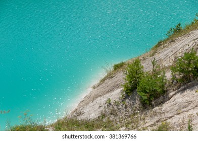 Chalk Quarry With Turquoise Water