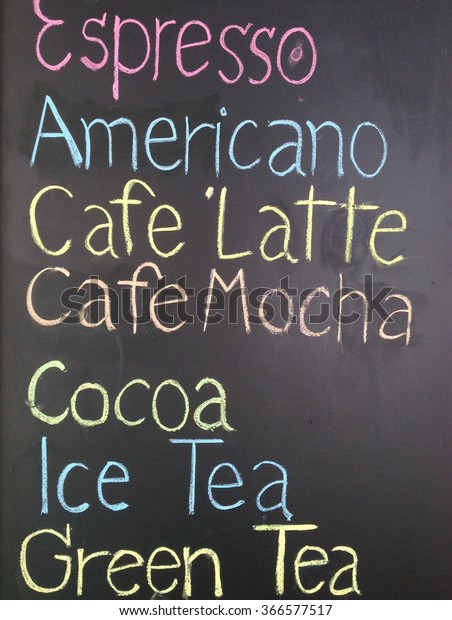 Chalkboard menu for coffee menu.
