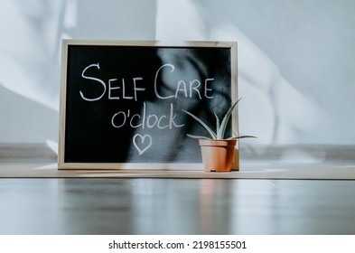 Chalkboard Self Care Oclock Hand Written Stock Photo 2198155501 ...