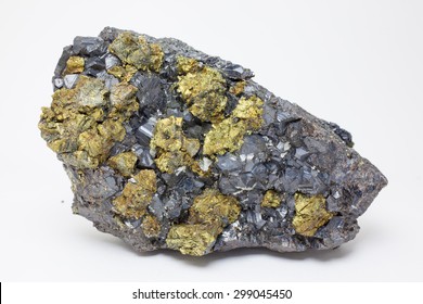 Chalkopyrite - important coper ore contains 34 %, Sphalerite - ore contains 67% of zinc - Shutterstock ID 299045450