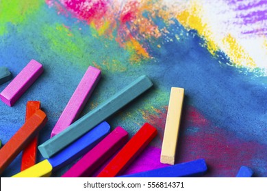 Chalks pastel and pastel background.
