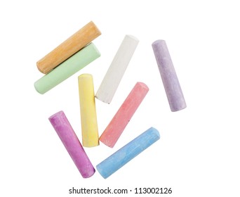 chalks in a variety of colors arranged on a white background