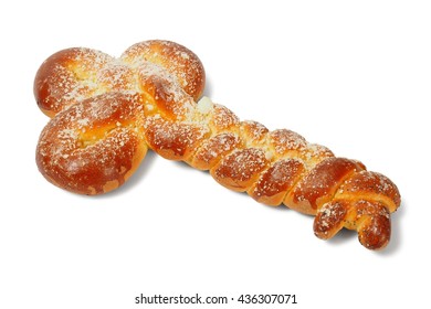 Challah In A Shape Of Key On White Background