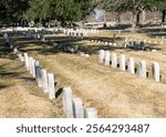 Chalmette, NC - Feb. 11, 2022: Chalmette National Cemetery established in 1864 for Civil War soldiers and veterans of all wars since. Located in the Jean Lafitte National Historic Park and Preserve.