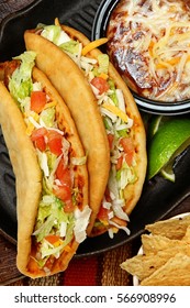 Chalupa Dinner at Restaurant Table High Angle View