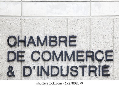 Chamber Of Commerce And Industry Sign In French Language  On A Wall