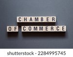 Chamber of commerce - word concept on cubes, text, letters