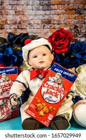 Chambersburg Pennsylvania USA 2/25/2020 Vertical Sailor Doll Holding Vintage Cracker Jack Box