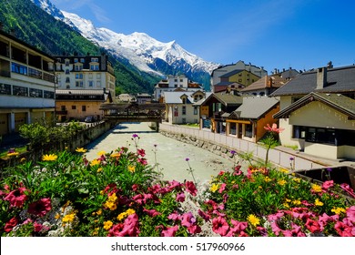 Chamonix Downtown In Summer, France