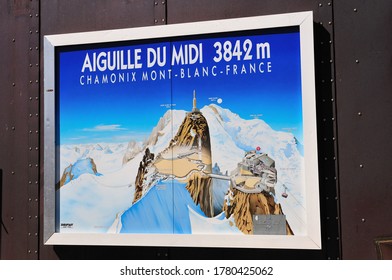 Chamonix, France - 1 July 2020 : Summit of the Aiguille du Midi, Mont Blanc Massif
