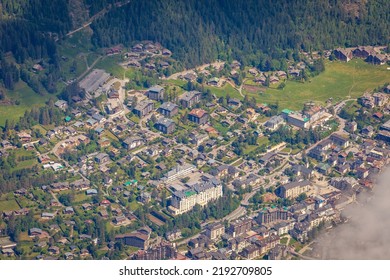 Chamonix Village From Above In Haute Savoie, French Alps, France