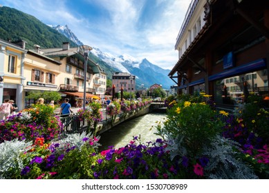 Chamonix Village In Summer, France.