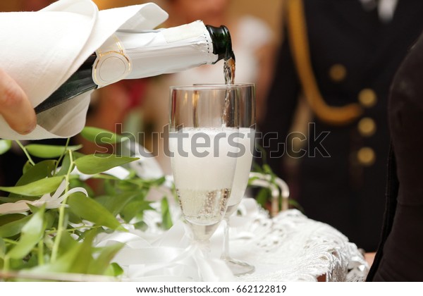 Champagne Bride Groom Wedding Reception Stock Photo Edit Now