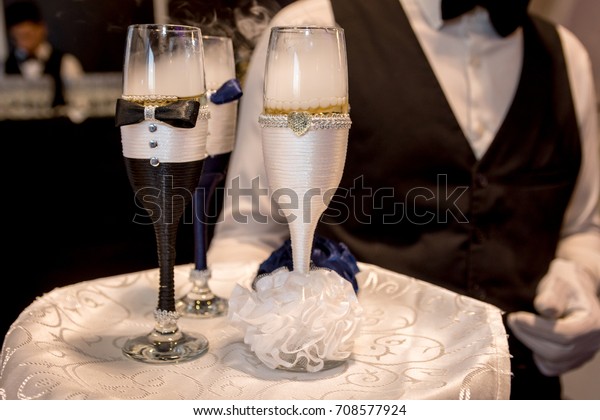 Champagne Bride Groom Wedding Reception Stock Photo Edit Now