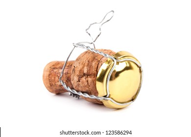 Champagne Cork. Isolated On White Background