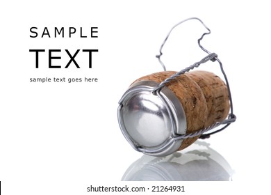 champagne cork isolated on white with reflection (selective focus) - Powered by Shutterstock