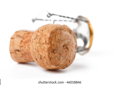 Champagne Cork On White Background