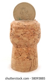 Champagne Cork With Pound Coin Cutout