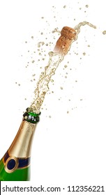 Champagne Explosion, Isolated On White Background