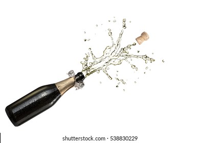 Champagne Explosion Isolated On White Background