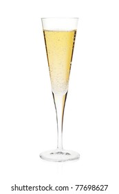 Champagne Flute Glass. Isolated On White Background