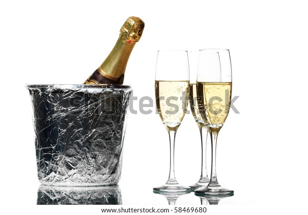 champagne flutes in bucket