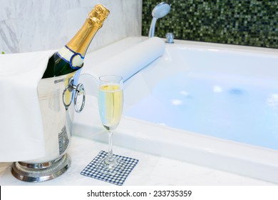 Champagne Glass Jacuzzi Spa Colourful Light Stock Photo 233735359