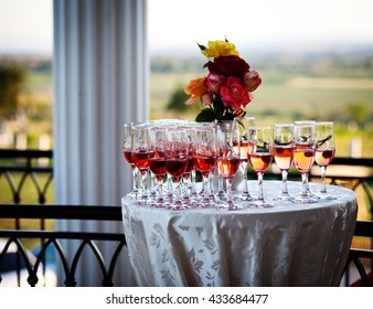 Champagne Glasses At The Entrance To A Wedding Venue