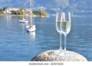 Champagne Glasses. Lake Maggiore, Switzerland