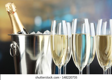 Champagne in glasses in restaurant